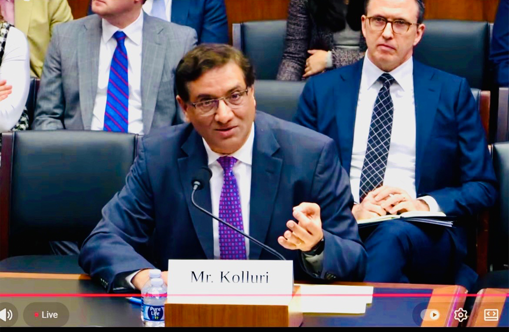 Mr. Kolluri testifying at a congressional hearing