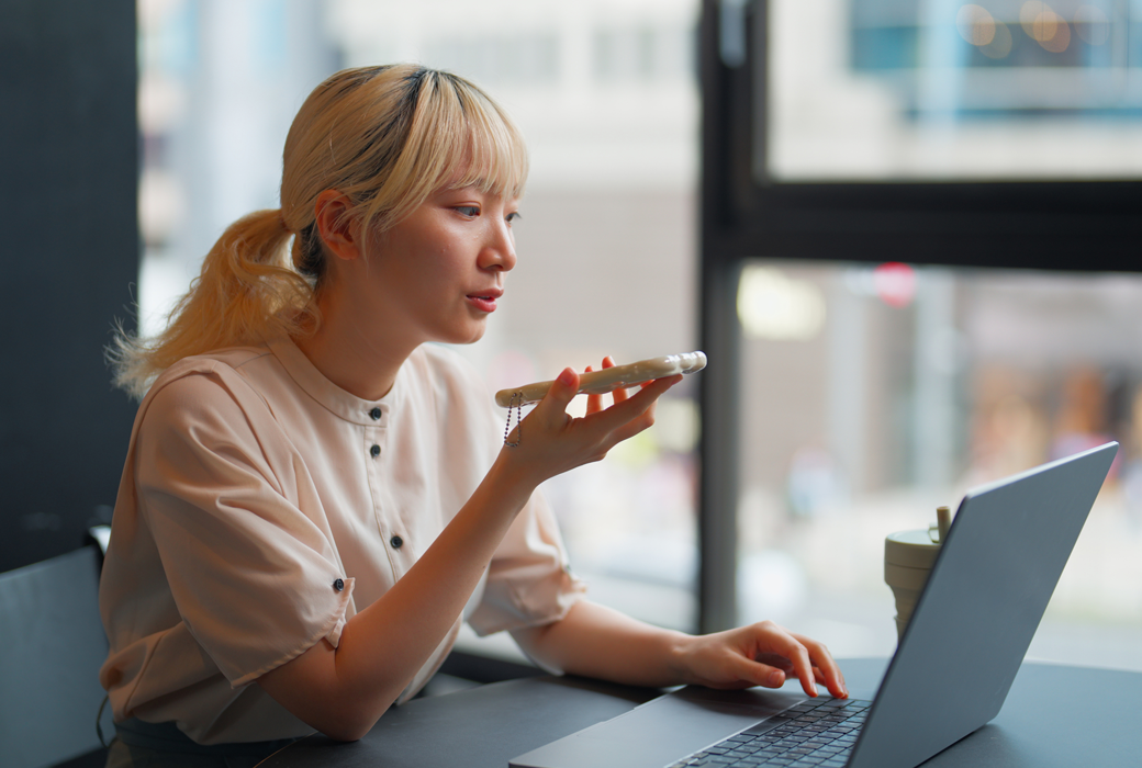 Woman spending time at work on money issues.