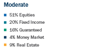 51 percent Equities, 20 percent Fixed Income, 16 percent Guaranteed, 4 percent Money Market, 9 percent Real Estate