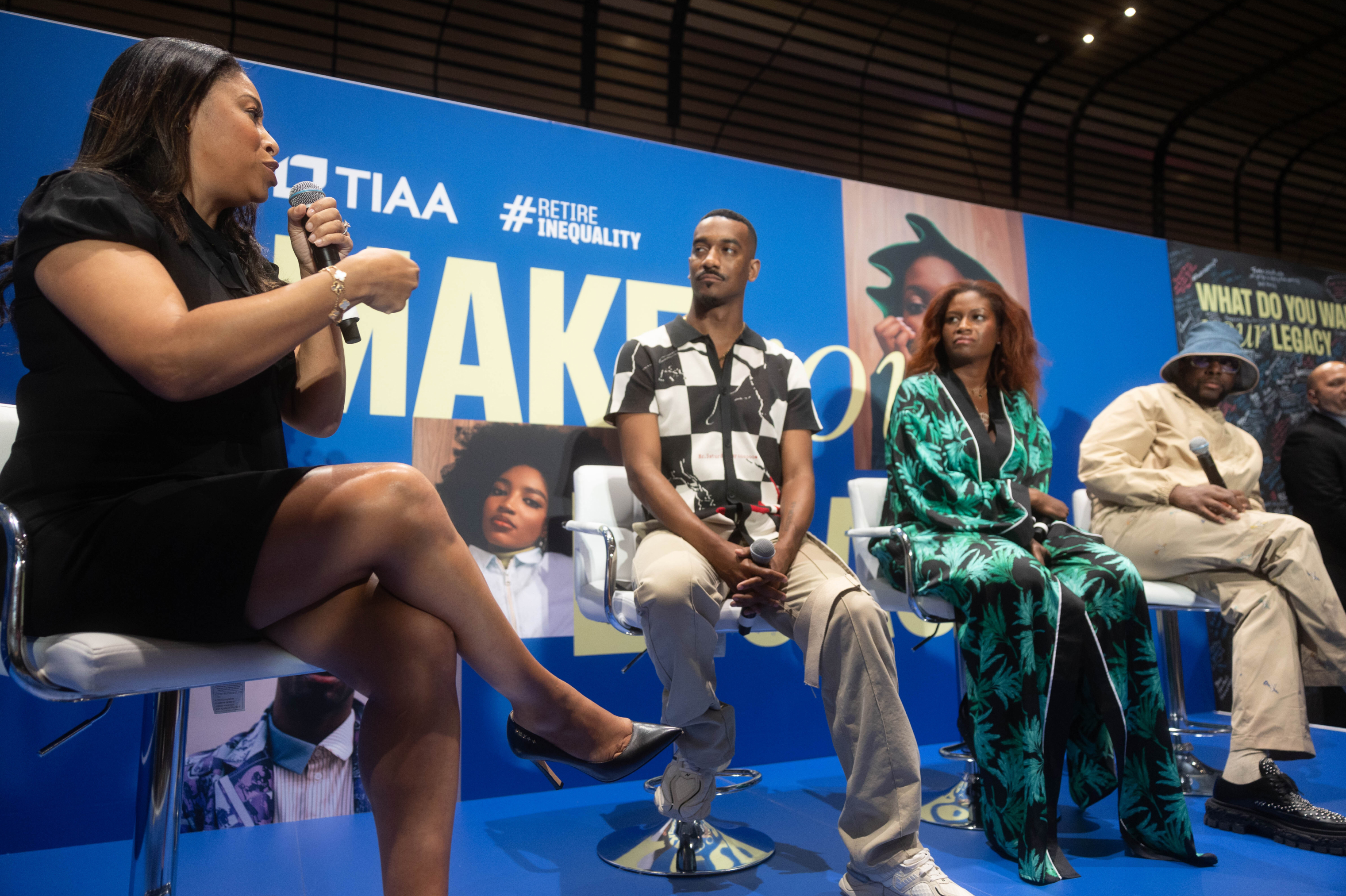 Click image of celebrity panelists at event discussing retirement inequality to navigate to article: TIAA's Legacy Makers commit to "Retire Inequality" at ESSENCE Opens in new window