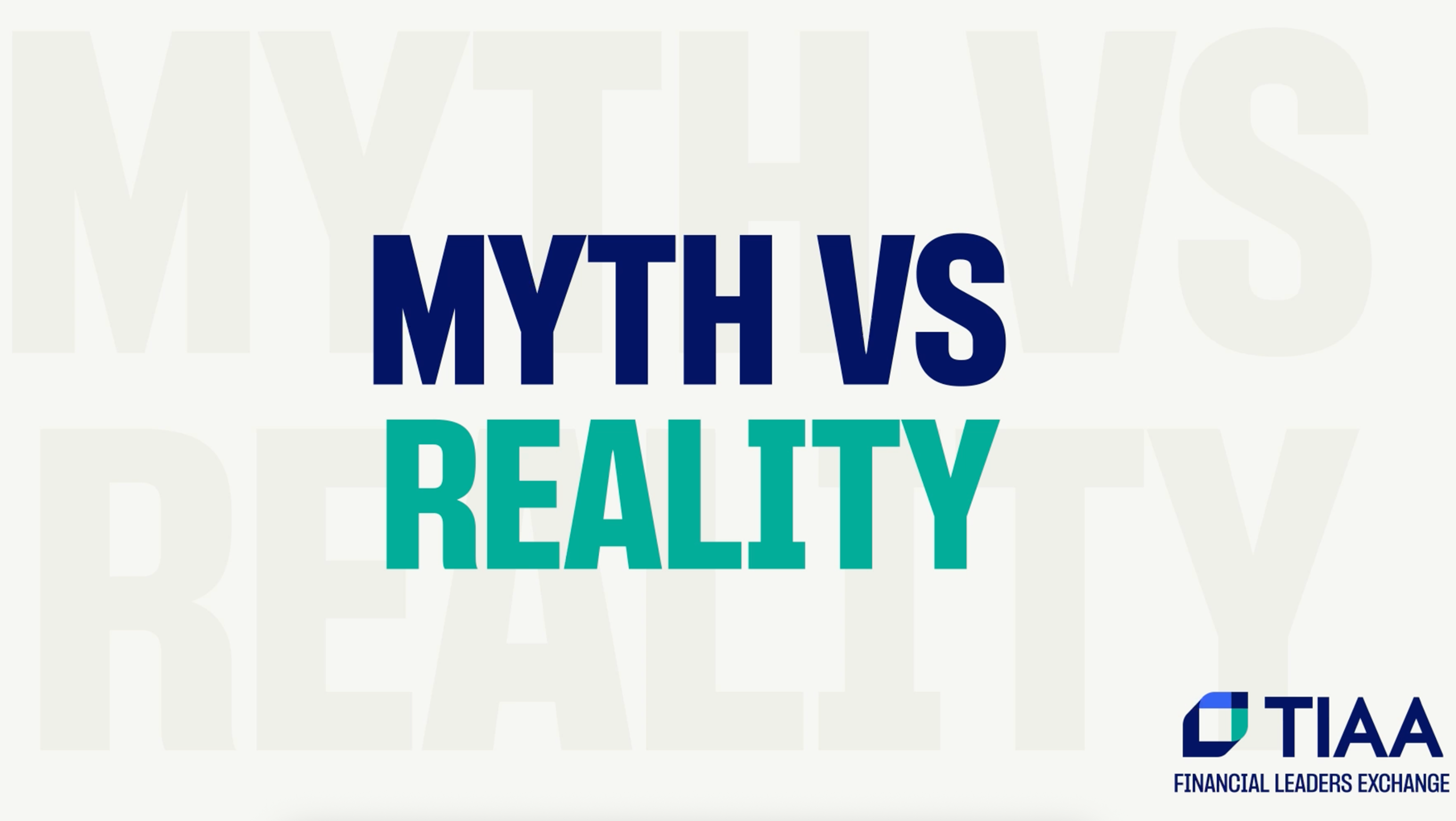 Graphic with bold text reading 'Myth vs Reality' in navy blue and teal on a light background.