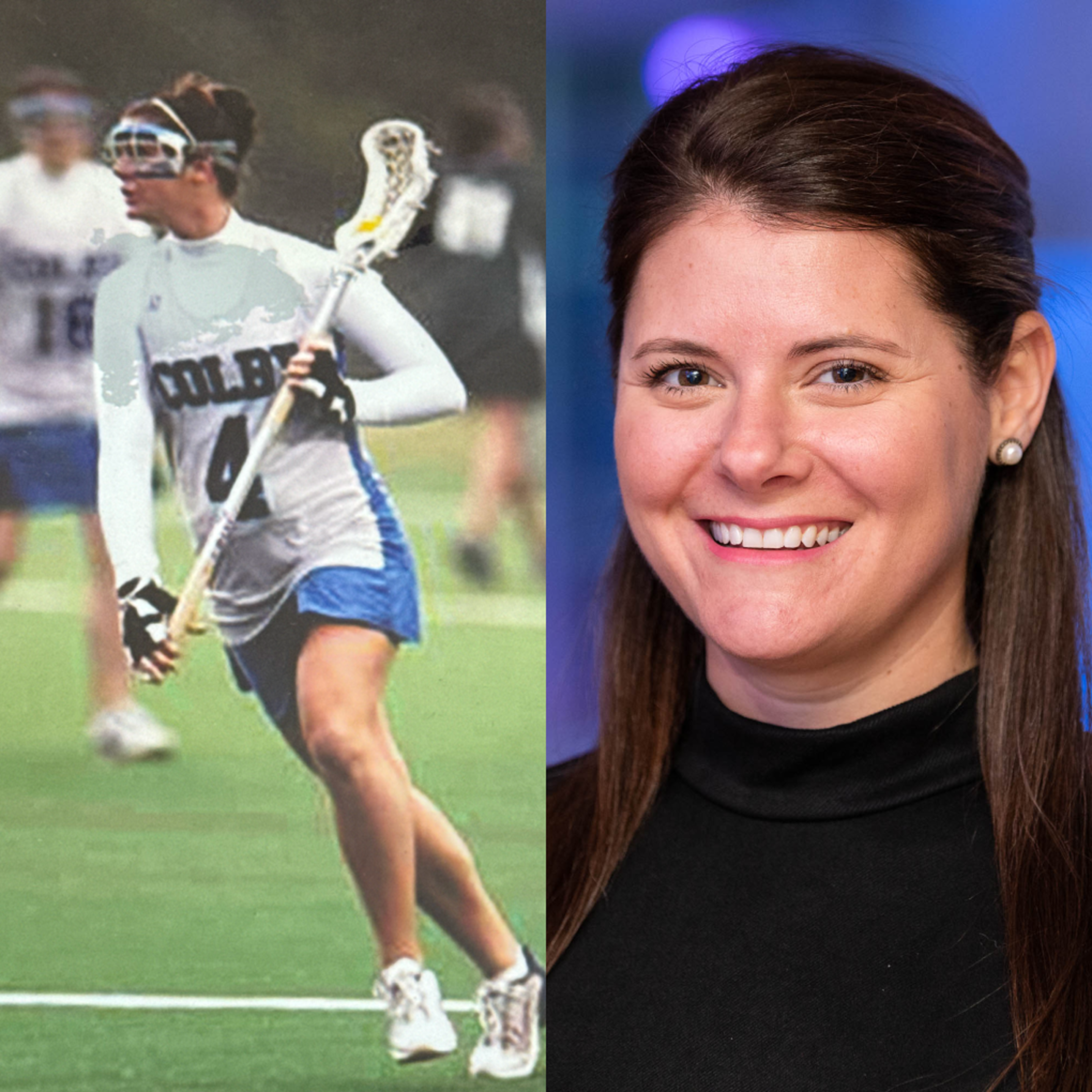 Pictures of TIAA associate as a college athlete and today.