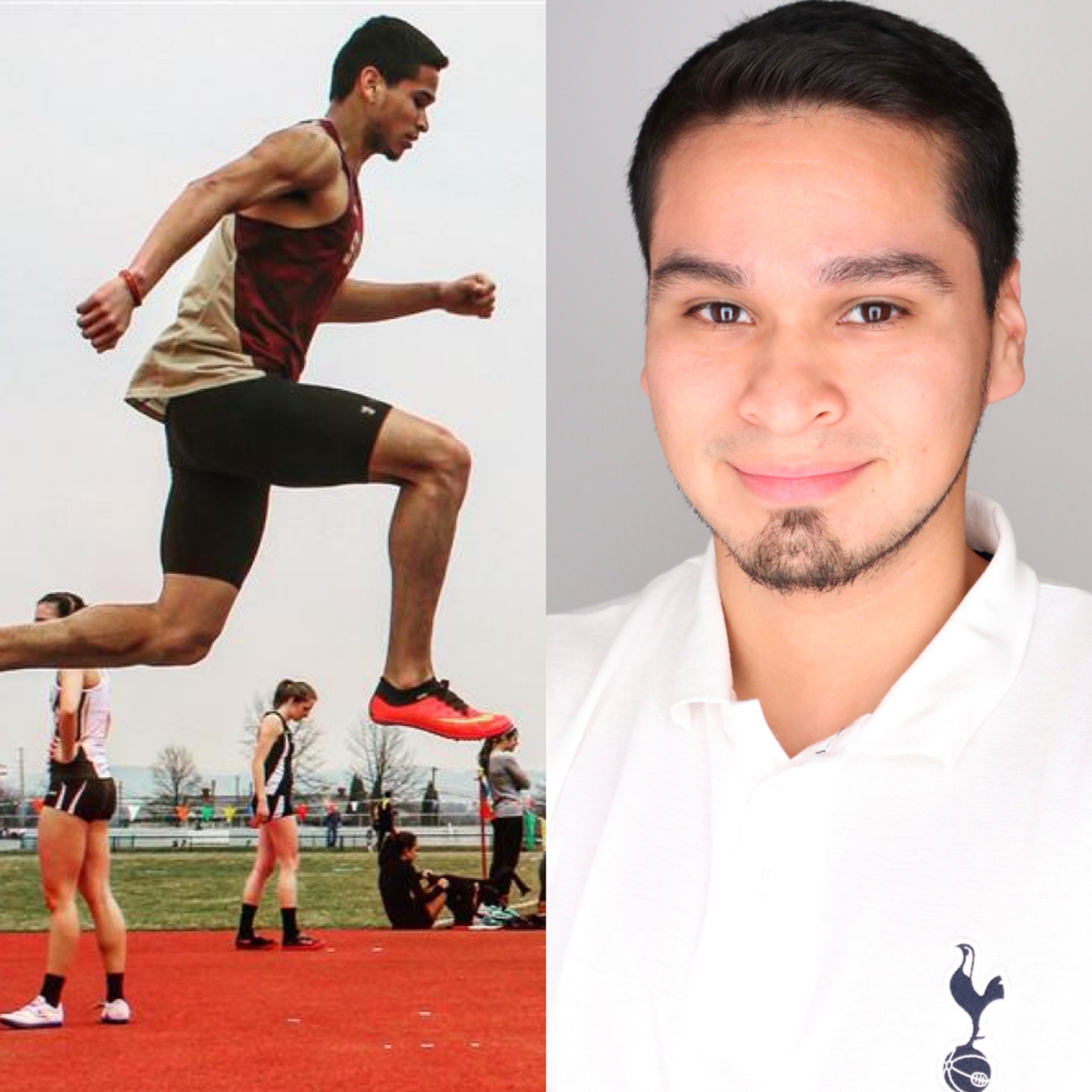 Pictures of TIAA associate as a college athlete and today.