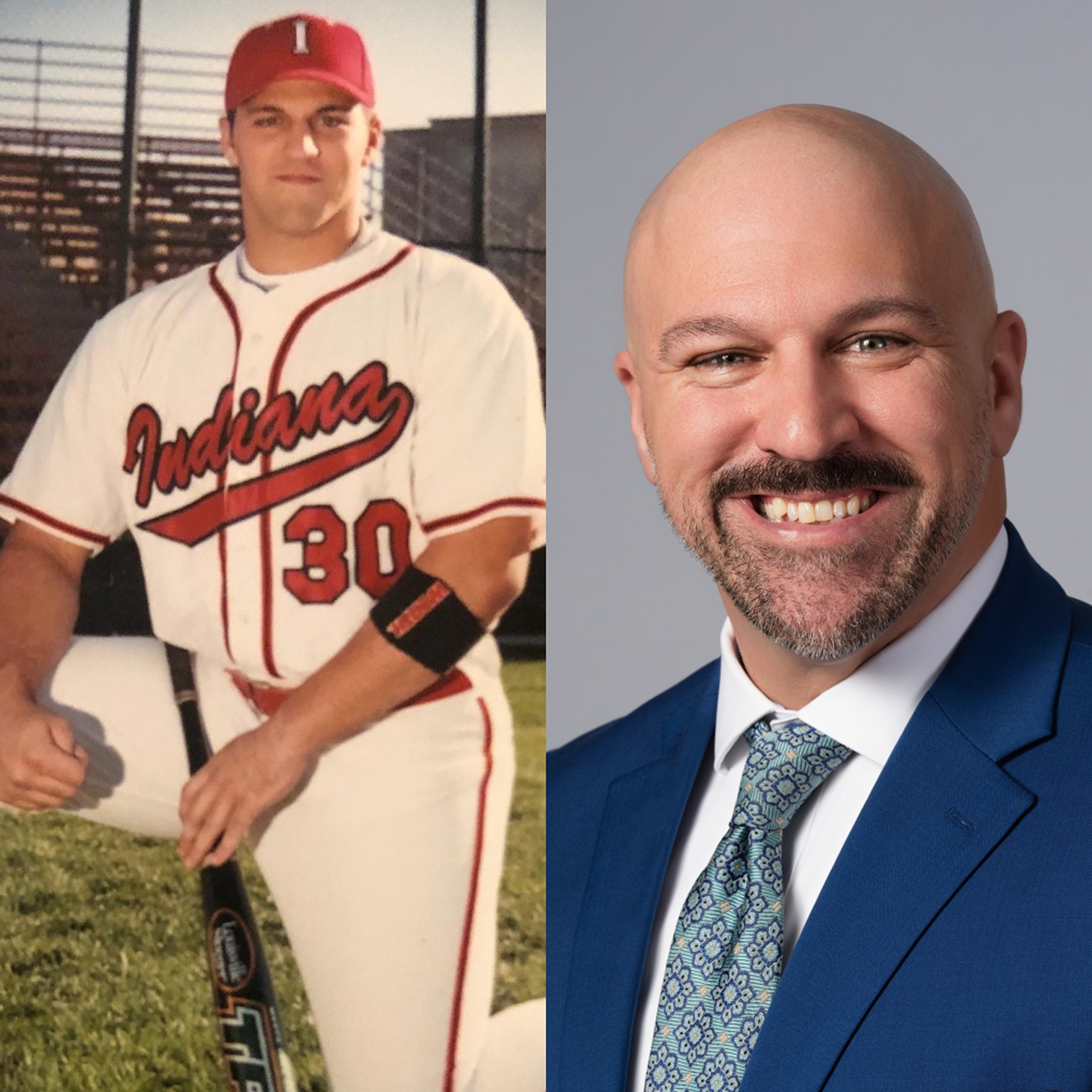 Pictures of TIAA associate as a college athlete and today.