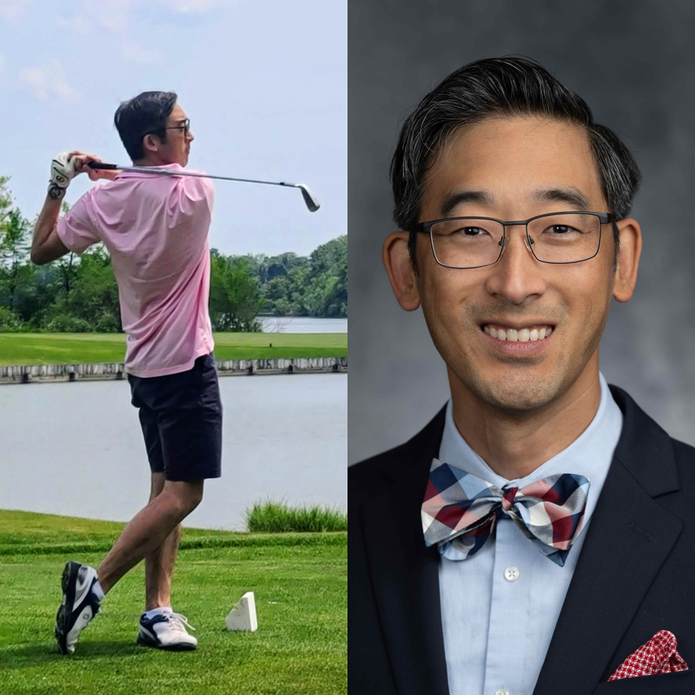 Pictures of TIAA associate as a college athlete and today.