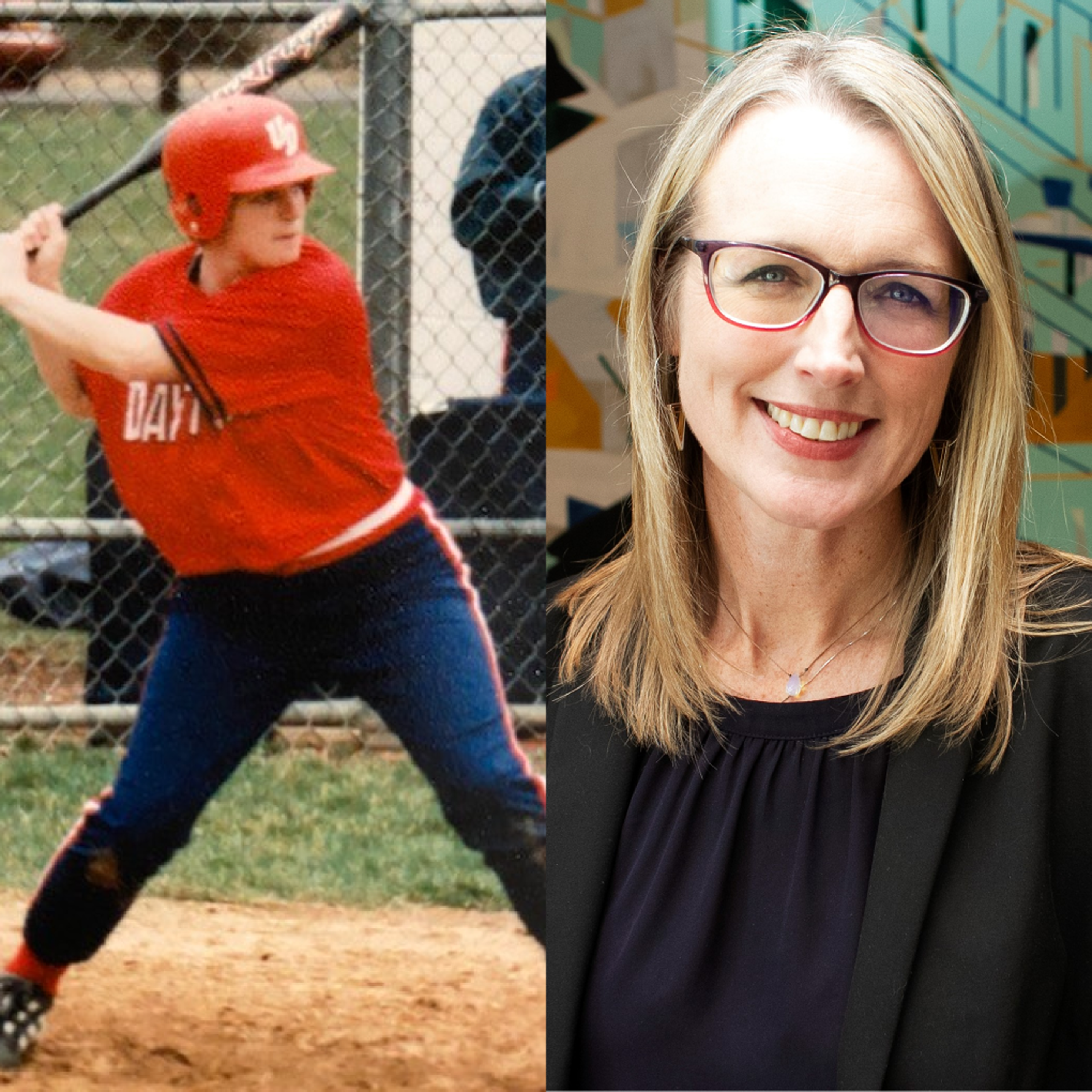 Pictures of TIAA associate as a college athlete and today.