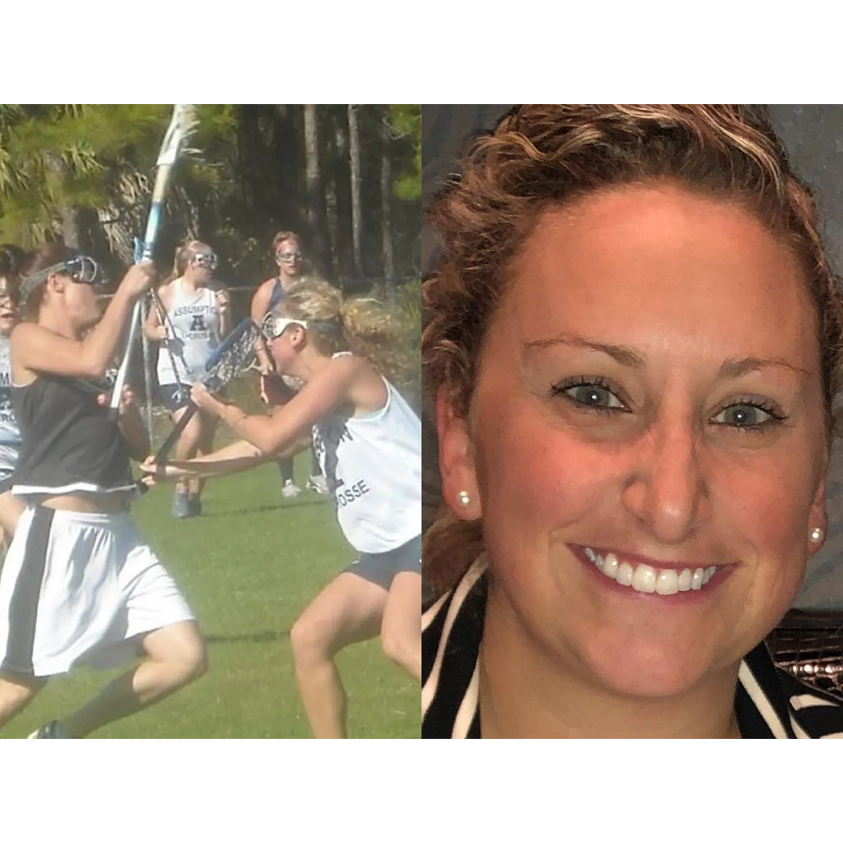 Pictures of TIAA associate as a college athlete and today.