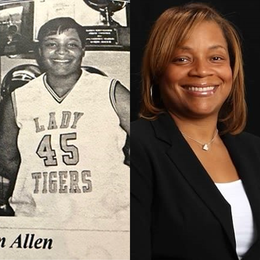 Pictures of TIAA associate as a college athlete and today.