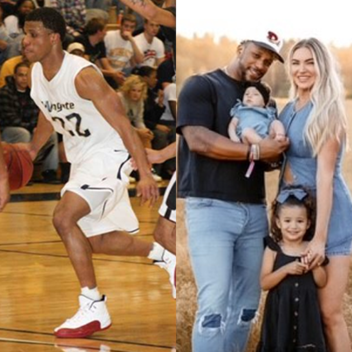 Pictures of TIAA associate as a college athlete and today.