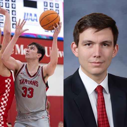 Pictures of TIAA associate as a college athlete and today.