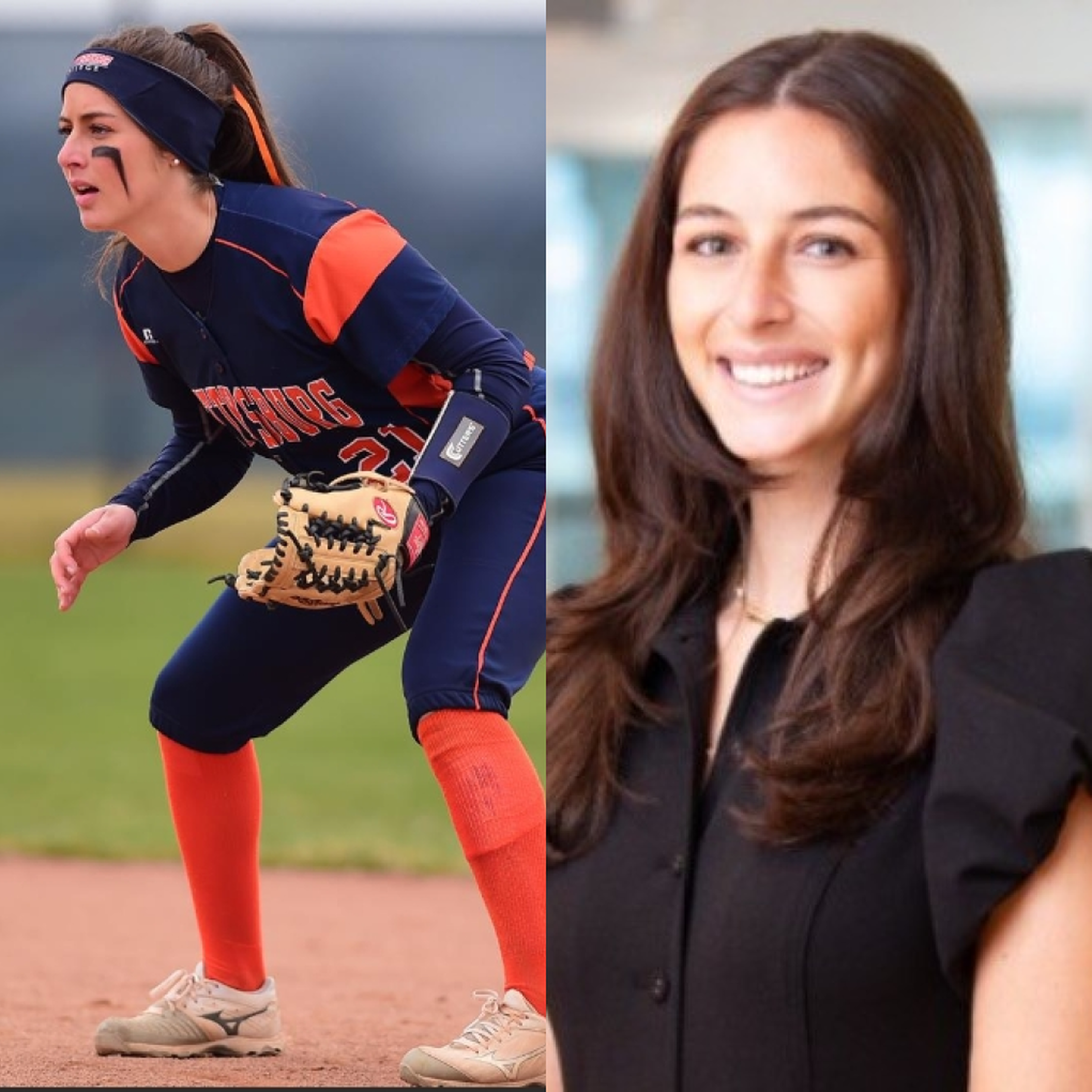 Pictures of TIAA associate as a college athlete and today.