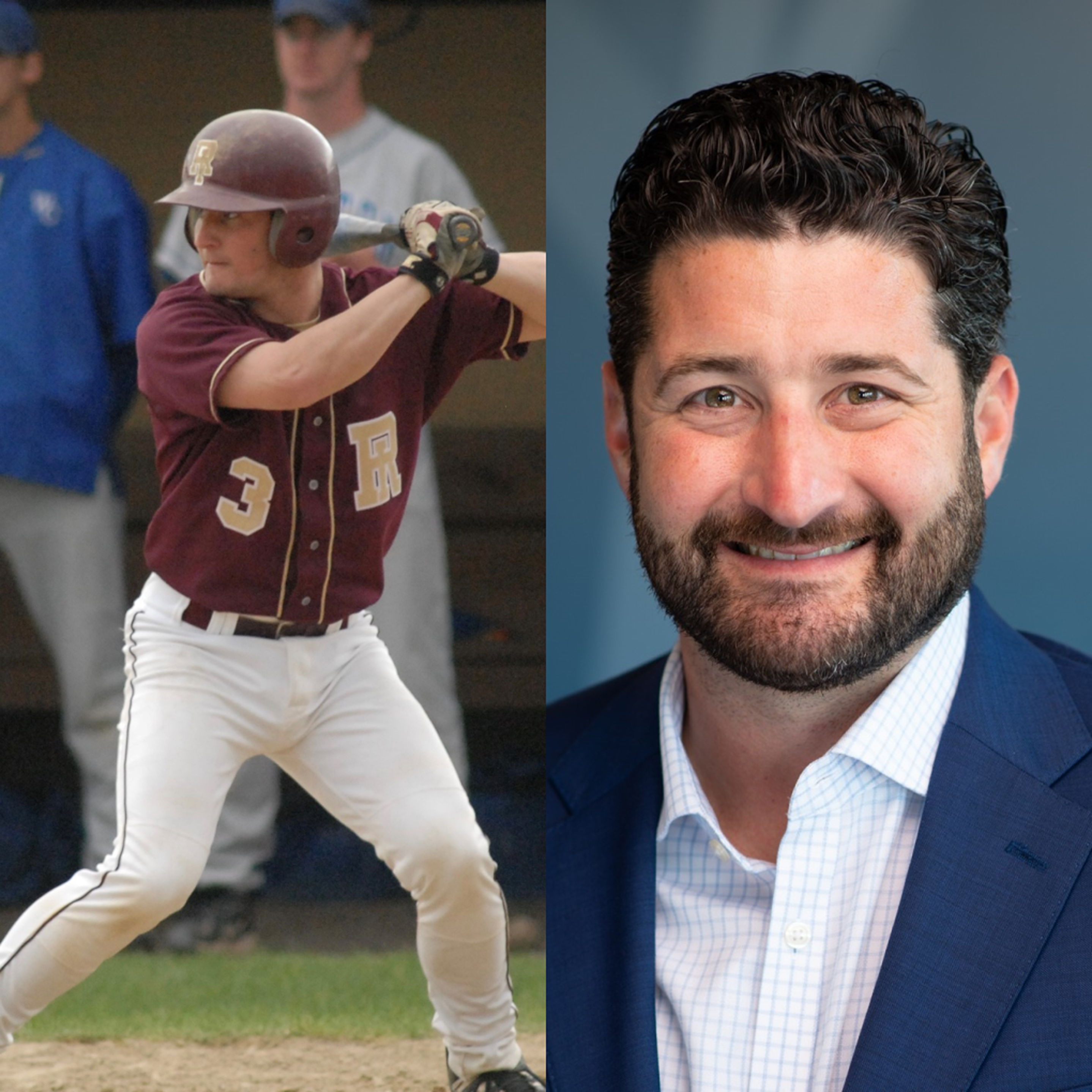 Pictures of TIAA associate as a college athlete and today.