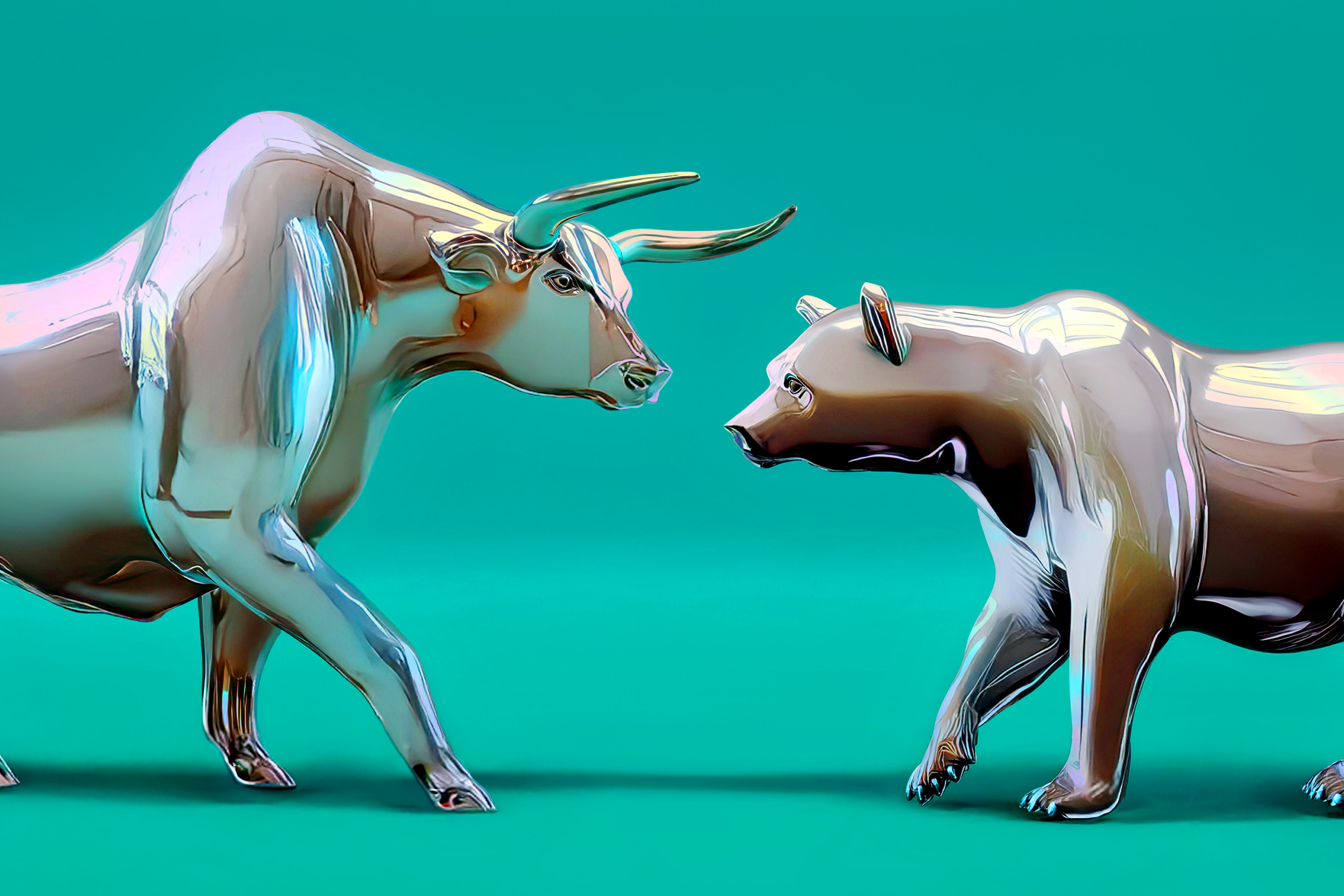 An image of a bull and a bear squaring off over the 2026 U.S. economy. 