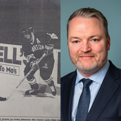 Pictures of TIAA associate as a college athlete and today.