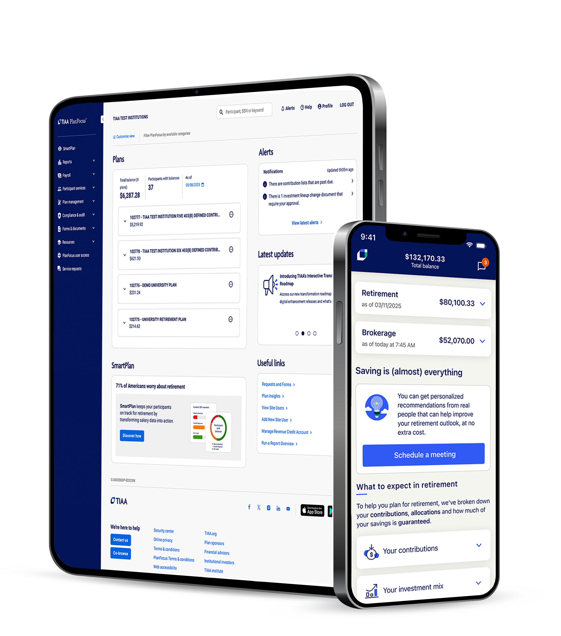 Retirement outlook view on tablet and mobile view