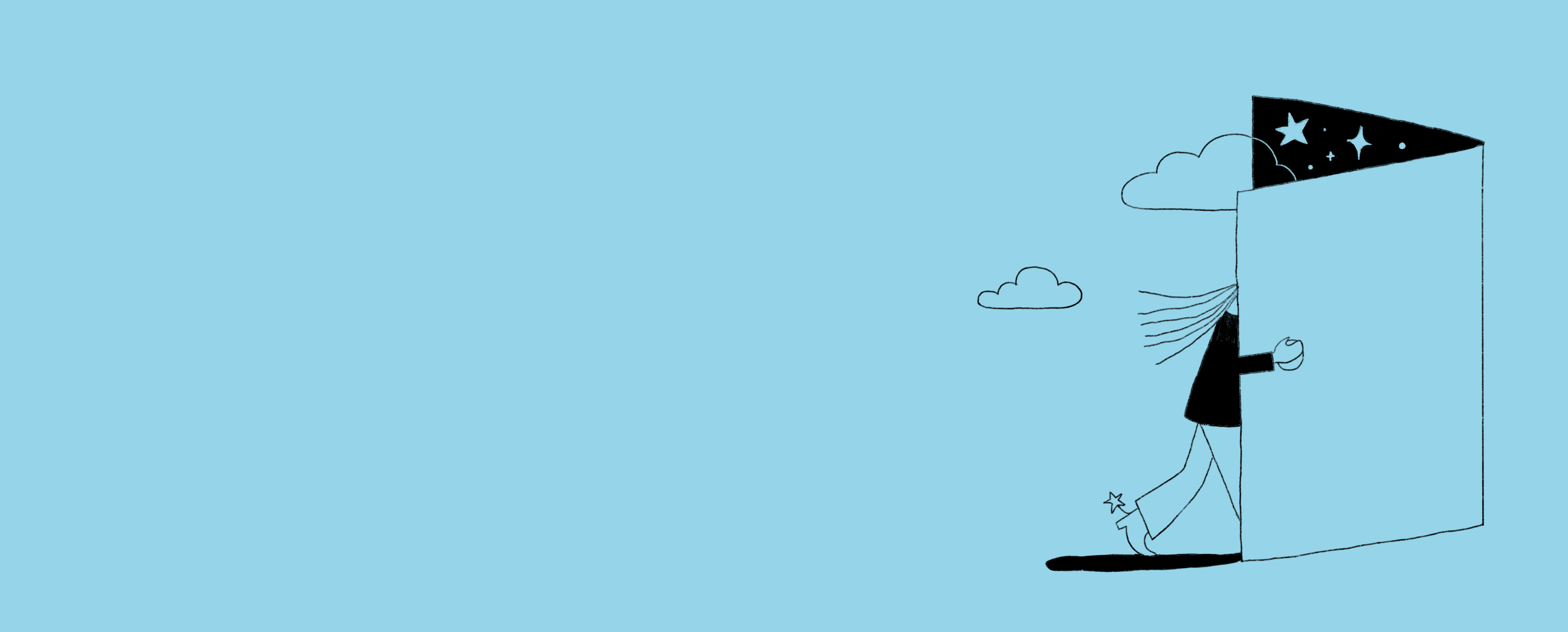 Illustration of person on light blue background