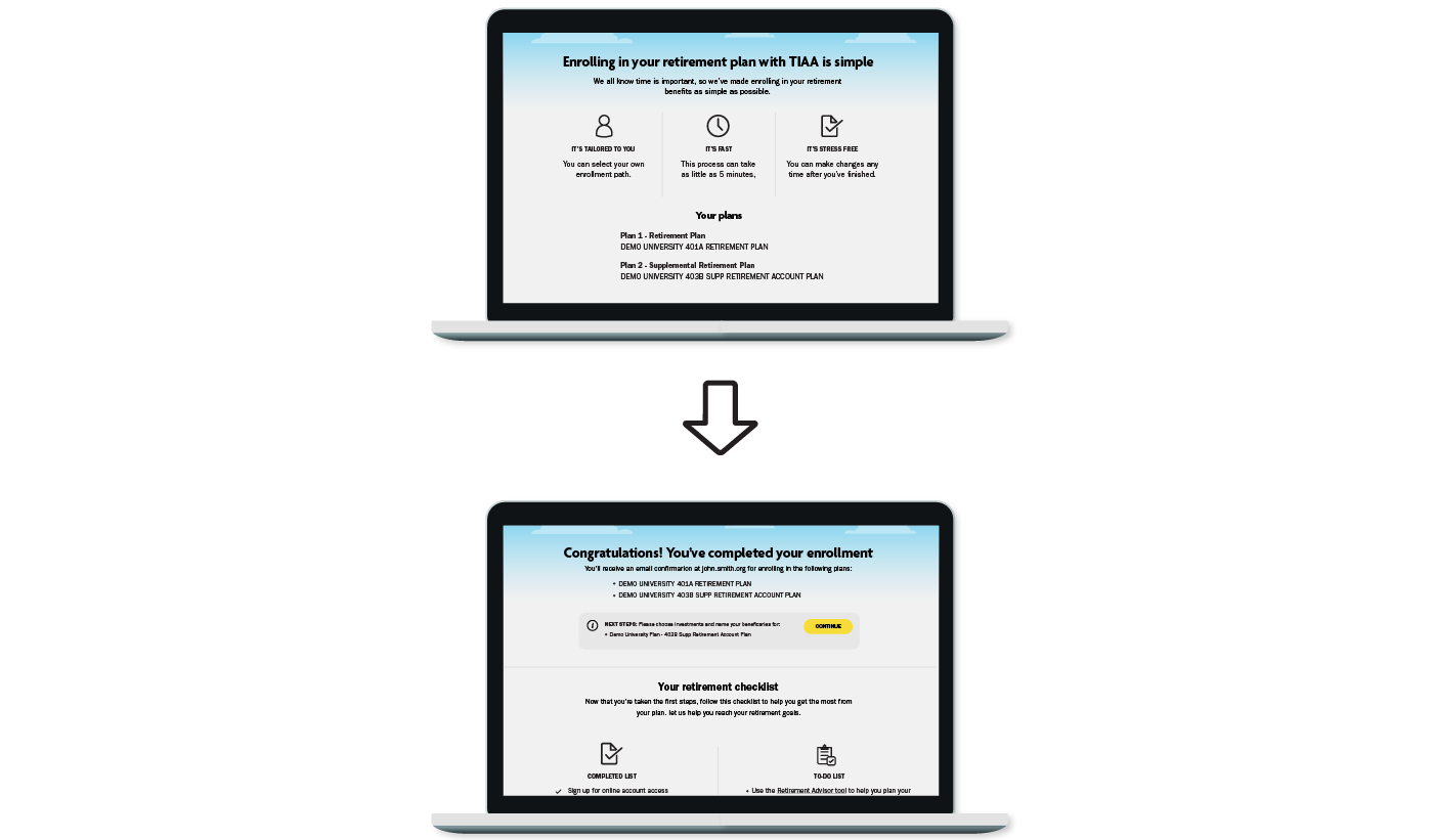 Devices showing the easier online enrollment path